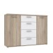 Sideboard >WINNIE< 4 Schübe, 2 Türen, weiss / Sonoma Eiche Dekor - 129,6x93x38cm (B/H/T)