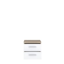Nachtkommode >WINNIE< 2 Schubladen, Sonoma Eiche Dekor / weiss - 37,6x38,6x34,7cm (BxHxT)