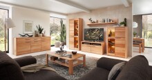 Stauraumvitrine >Nature One< 2 Türen, mit LED, FSC, Kernbuche teilmassiv - 85x203x40cm (B/H/T)