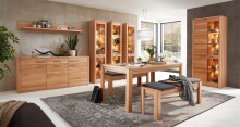 Standvitrine >Nature One< 1 Tür, mit LED, FSC, Kernbuche teilmassiv - 43x203x40cm (B/H/T)