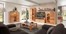 Stauraumvitrine >Nature One< 2 Türen, mit LED, FSC, Kernbuche teilmassiv - 85x137x40cm (B/H/T)
