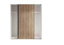 Schiebetürenschrank >Berno< 2 Türen, in Grau / Eiche Dekor - 170x195,5x57,2cm (BxHxT)