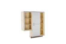 Highboard >SANTERNO< 2 Türen, in Soft withe / Viking Eiche Dekor - 124x140x37 (BxHxT)