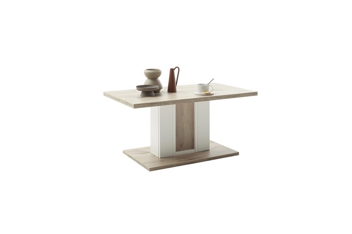 Couchtisch >SANTERNO< in Viking Ecihe Dekor / Soft White - 95x45x55 (BxHxT)