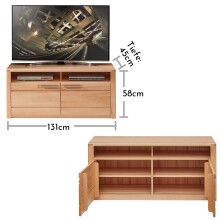 Wohnwand >Nature One< (4-teilig) Kernbuche teilmassiv - 350x203x45cm (BxHxT)