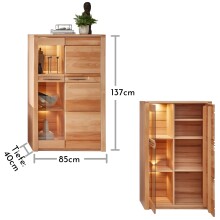Wohnwand >Nature One< (4-teilig) Kernbuche teilmassiv - 350x203x45cm (BxHxT)