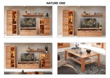 Wohnwand >Nature One< (3-teilig) Kernbuche teilmassiv - 320x203x45cm (BxHxT)