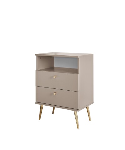 Nachtkommode >Laila< in Beige, Melamin - 50x70x34cm (BxHxT)