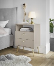 Nachtkommode >Laila< in Beige, Melamin - 50x70x34cm (BxHxT)