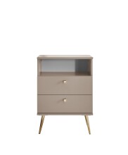 Nachtkommode >Laila< in Beige, Melamin - 50x70x34cm (BxHxT)