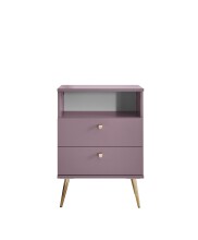 Nachtkommode >Laila< in Pflaume, Melamin - 50x70x34cm (BxHxT)