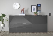 Kommode >Sean< in Anthrazit, - 226x99x40 cm ( BxHxT)