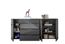 Kommode >Sean< in Anthrazit, - 226x99x40 cm ( BxHxT)