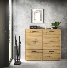 Schuhkipper >See< in Eiche Artisan, Melaminbeschichtet - 116x103x17cm (BxHxT)