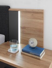 Bettanlage >Aschau< LED, 2 Schübe, Mauvella Eiche Dekor / Graphit - 305x93x210cm (BxHxT)