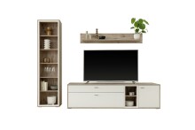 Wohnwand >SANTERNO< (3-teilig) in weiss / Eiche Dekor - 264x197x50 (BxHxT)