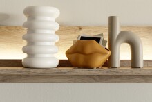 Wohnwand >SANTERNO< (3-teilig) in weiss / Eiche Dekor - 264x197x50 (BxHxT)