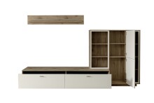 Wohnwand >SANTERNO< (3-teilig) in Soft weiss / Eiche Dekor - 287x180x50 (BxHxT)