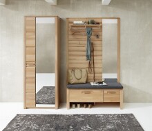 Garderobenschrank >Nature One< 2 Türen, 5 Böden, soft-close, Kernbuche teilmassiv - 74x201x40cm B/H/T