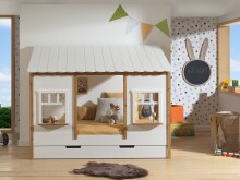 Hausbett >BABS< Lattenrost, teilmassiv eichfarbig /...