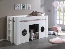 Spielbett >Freya< inkl. Rollrost, mit Lieter, Weiß, Holzwerkstoff - 215x120x96cm (BxHxT)