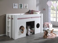 Spielbett >Freya< inkl. Rollrost, mit Lieter, Weiß, Holzwerkstoff - 215x120x96cm (BxHxT)