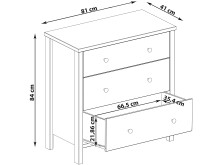 Kommode >Wenche< in Grau, MDF/Folie - 81x84x41cm...