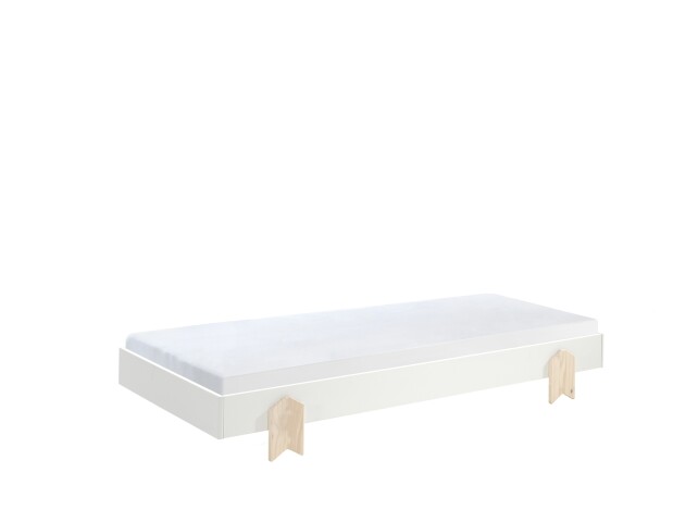 Stapelbett >Moldulo< 90x200cm, inkl. Lattenrost, Weiß lackiert - 203,6x27,5x93,8cm (BxHxT)
