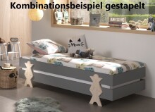 Stapelbett >Moldulo< 90x200cm, inkl. Lattenrost, grau lackiert - 203,6x27,5x93,8cm (BxHxT)