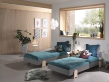 Stapelbett >Moldulo< 2er Set, Lattenrost, grau lackiert - je 203,6x27,5x93,8cm (BxHxT)