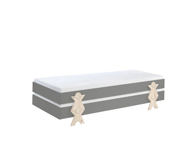 Stapelbett >Moldulo< 2er Set, Lattenrost, grau lackiert - je 203,6x27,5x93,8cm (BxHxT)