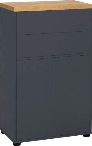 Midischrank >Vinga< 1 Tür, 2 Schubladen, in Grau - 60x102x35cm (BxHxT)