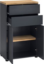 Midischrank >Vinga< 1 Tür, 2 Schubladen, in Grau - 60x102x35cm (BxHxT)