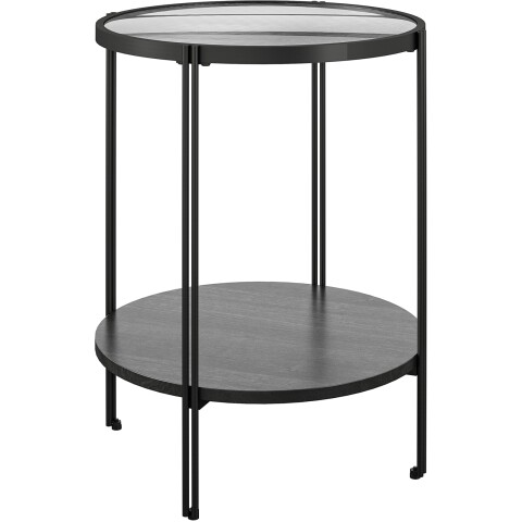 Beistelltisch >Ælva< Glas / Metall, in matt Schwarz - 44x55x44cm (BxHxT)