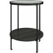 Beistelltisch >Ælva< Glas / Metall, in matt Schwarz - 44x55x44cm (BxHxT)