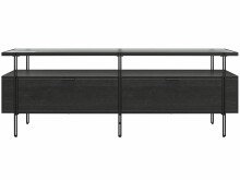 Lowboard >Ælva< Glas / Metall matt Schwarz - 140x50x39cm (BxHxT)