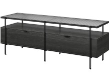 Lowboard >Ælva< Glas / Metall matt Schwarz - 140x50x39cm (BxHxT)