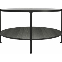 Couchtisch >Ælva< Glas / Mettal matt Schwarz - 79x44x79cm (BxHxT)