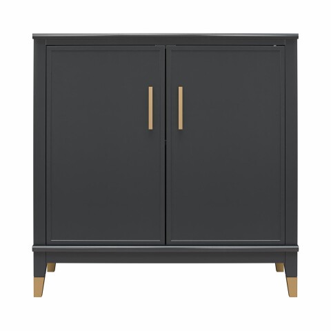 Kommode >Bendik< 2 Türen, 1 Boden, in Schwarz, MDF - 84x84x40cm (BxHxT)