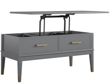 Couchtisch >Bendik< 2 Schübe, aufklappbar, Grau - 106x51x52cm (BxHxT)