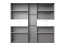 Drehtürenschrank >Taiga< 4 Schübe, 9 Türen, Saharagrau / Graphit - 225x208x58cm (BxHxT)