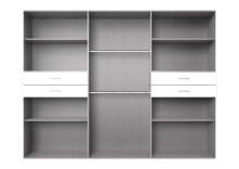 Drehtürenschrank >Taiga< 4 Schübe, 10 Türen, Spiegel, Graphit - 270x208x58cm (BxHxT)