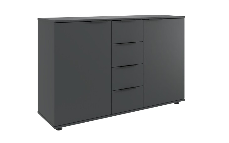 Sideboard >Tilburg< 2 Türen, 4 Schübe, in GRAPHIT - 130x83x41cm (BxHxT)