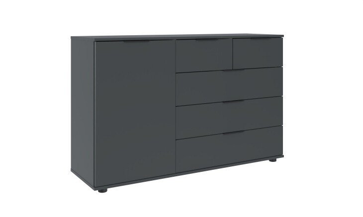 Sideboard >Tilburg< 4 Schubladen, 1 Tür, in GRAPHIT - 130x83x41cm (BxHxT)