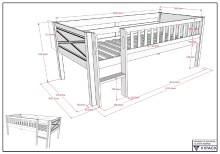 Kinderbett >Scott< Rollrost, 3 Schübe, 90x200cm, Weiß, Massivholz - 208x83x105cm (BxHxT)