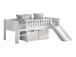 Spielbett >Scott< Rollrost, Rutsche, 90x200cm, Weiß, Massivholz - 208x83x175cm (BxHxT)