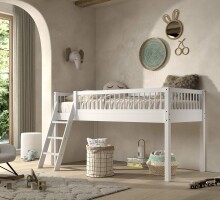 Hochbett >Buche Massiv< Rollrost, 90x200cm, Buche...