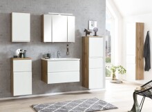 Waschtisch >Paris< in weiß, Wotaneiche, MDF - 80x56x47cm (BxHxT)