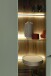Vitrine >MONIZ< 1 Tür, LED, in Salbei grün / Eichenfarben Dekor - 70x197x38 (BxHxT)
