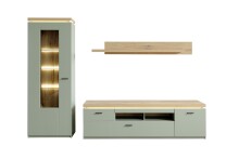 Wohnwand >MONIZ< (3-teilig) mit LED, Salbei...